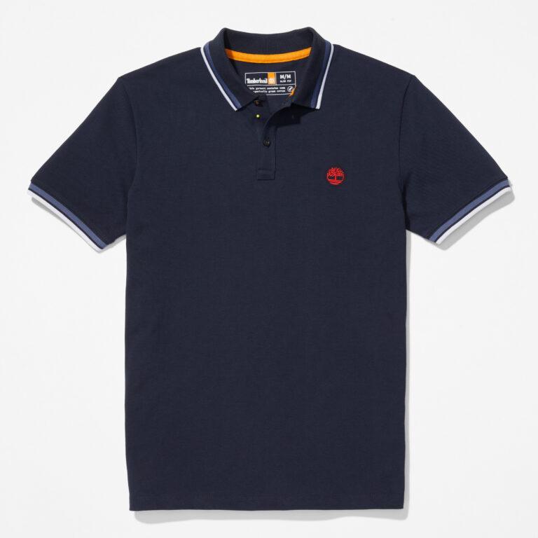 Millers River Tipped Polo Shirt for Men in Blue