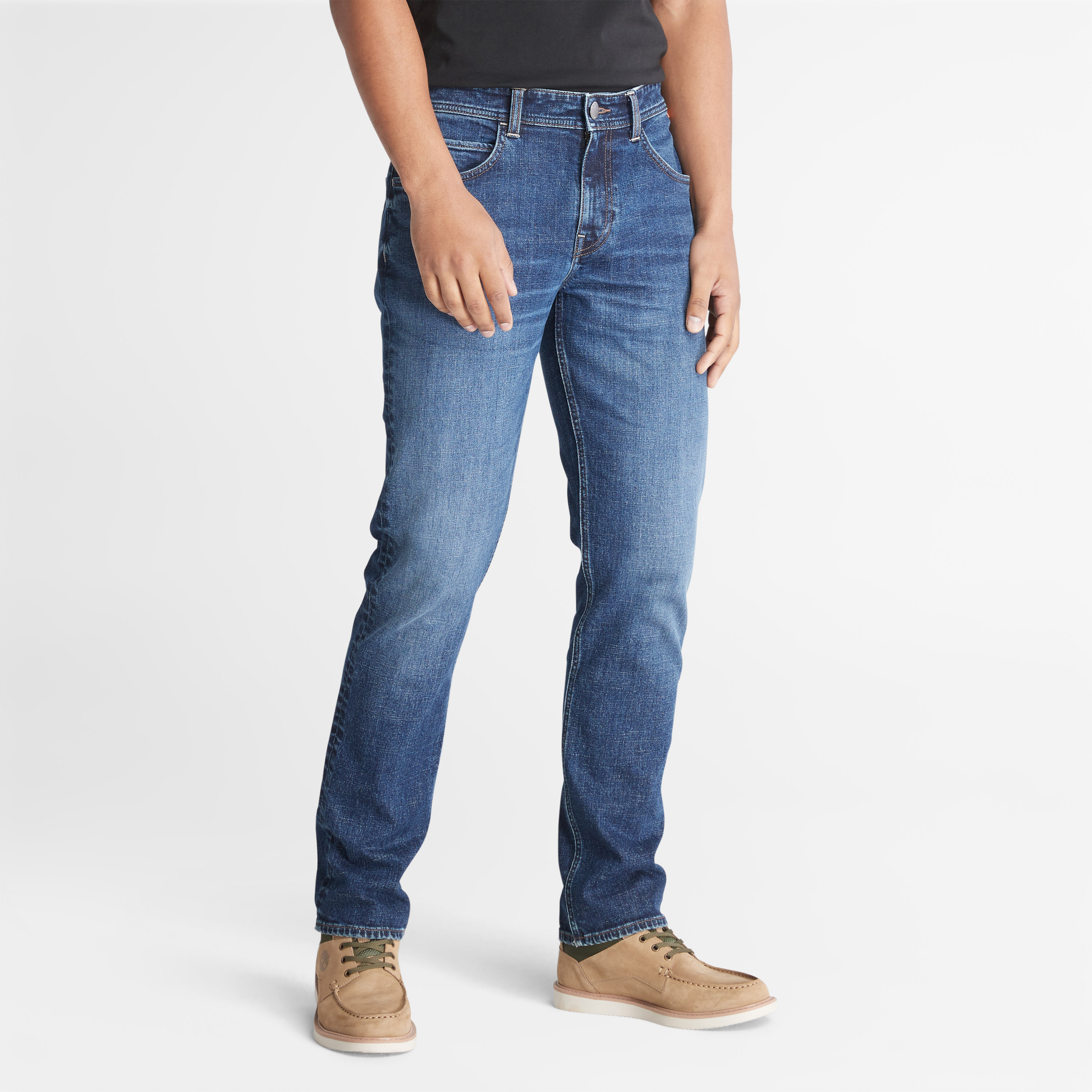 slim fit jeans with timberlands